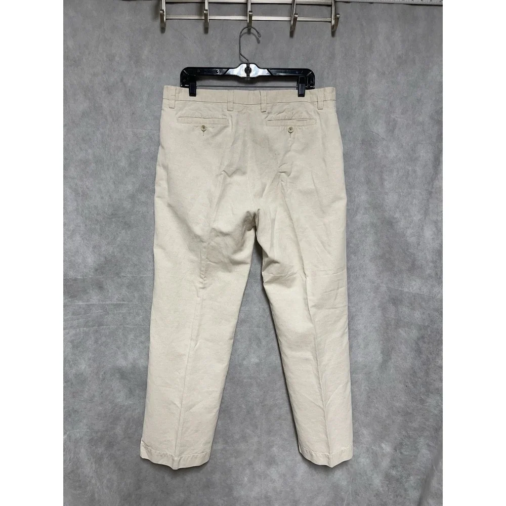 Banana Republic Pants Men's 34X31 Ivory Straight Linen Cotton Coastal Academia
